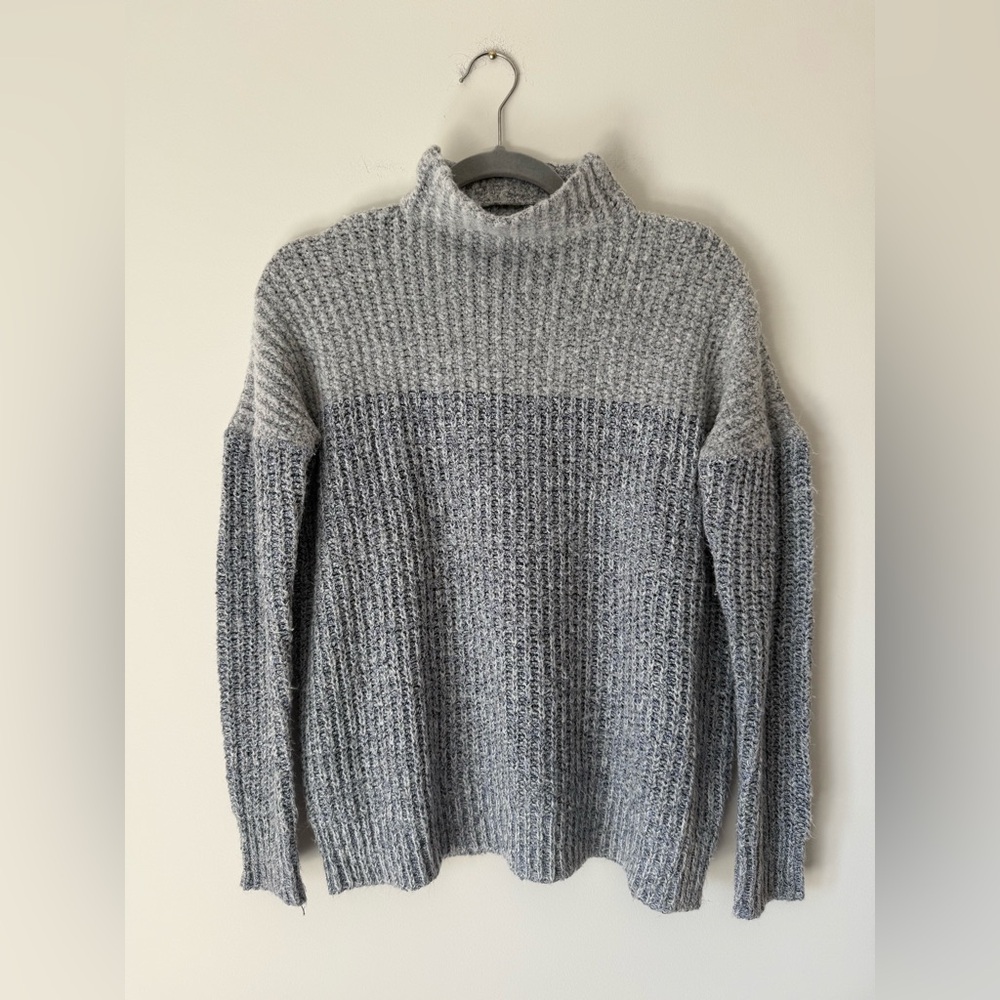 Cozy Gray and Blue Knit Sweater
